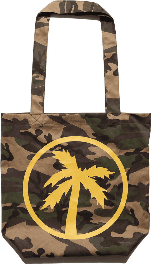 Stylish Camouflage Shopping Bag with Palm Design PNG