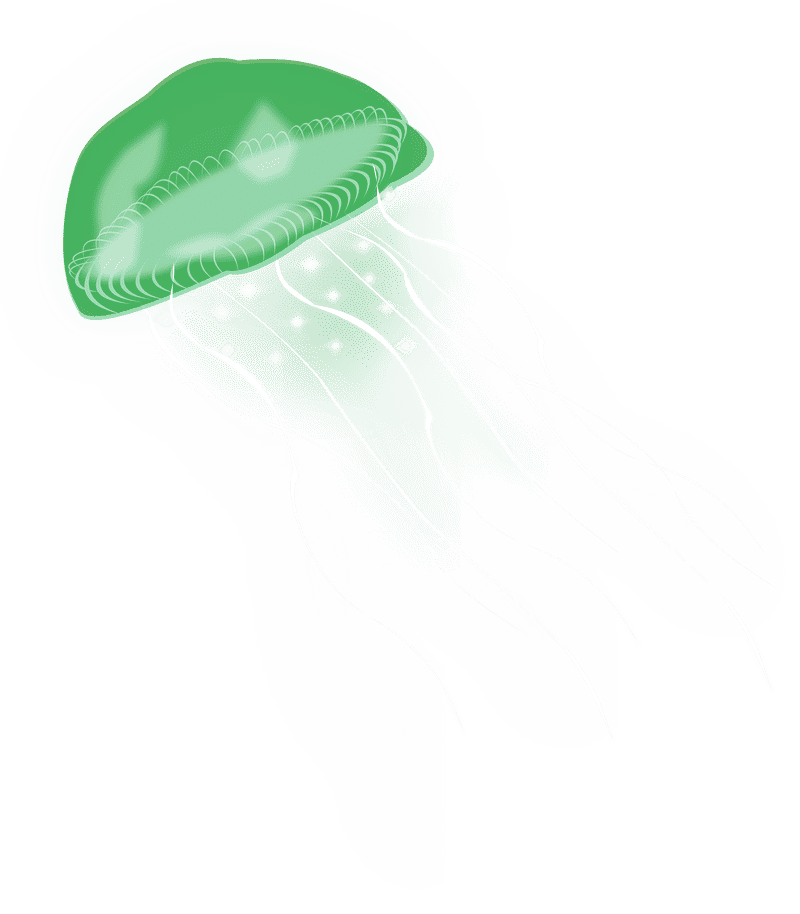 Glowing Green Jellyfish of the Deep Sea PNG