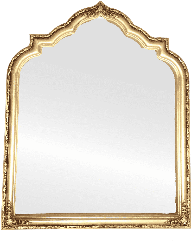 Elegant Golden Arched Mirror Frame Design PNG
