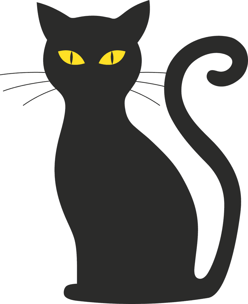Mystical Black Cat with Enigmatic Yellow Eyes PNG