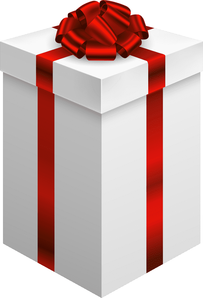 Elegant Red Ribbon Gift Box Surprise PNG