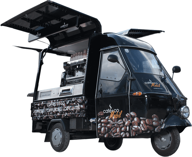 Mobile Coffee Market Stall on Wheels PNG