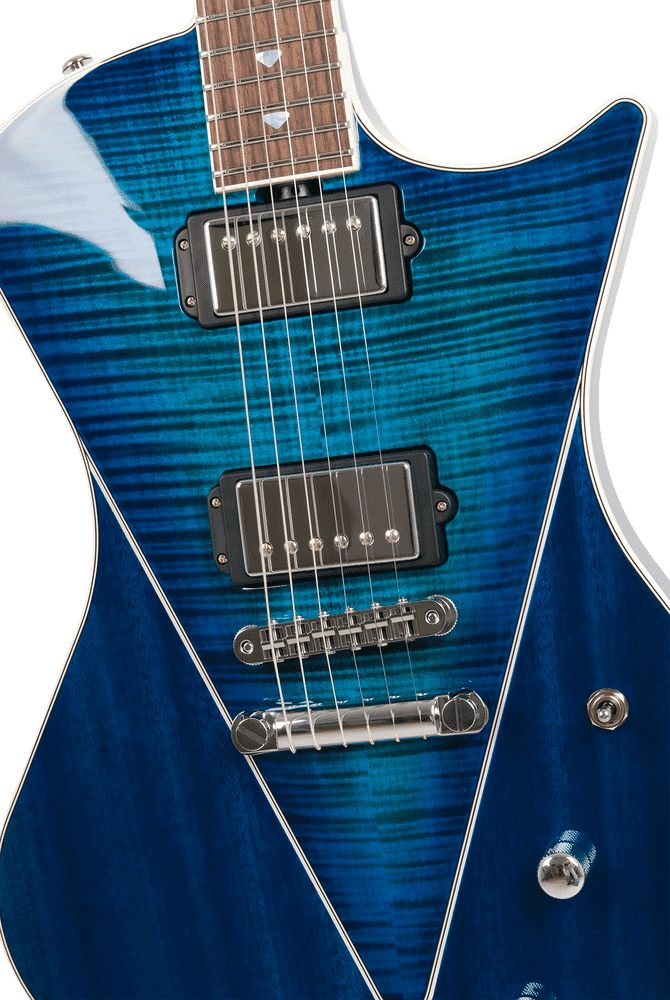 Stunning Blue Electric Guitar with Sleek Design PNG