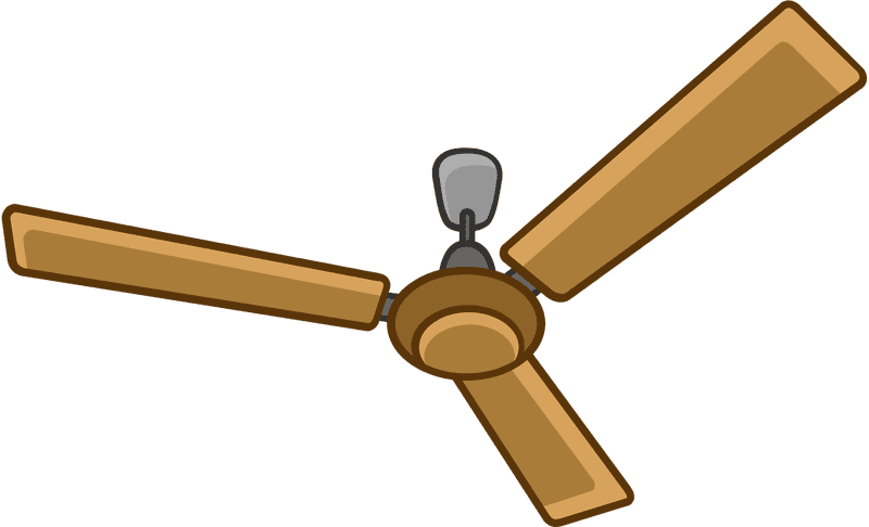 Elegant Ceiling Fan with Wooden Blades PNG