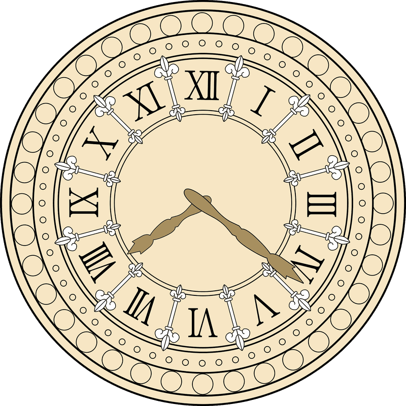 Elegant Antique Clock with Roman Numerals PNG
