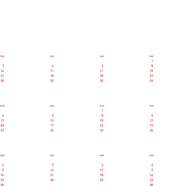 2018 Minimalist Wall Calendar Design PNG