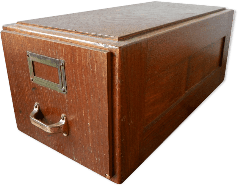 Vintage Wooden Storage Box with Brass Handle PNG