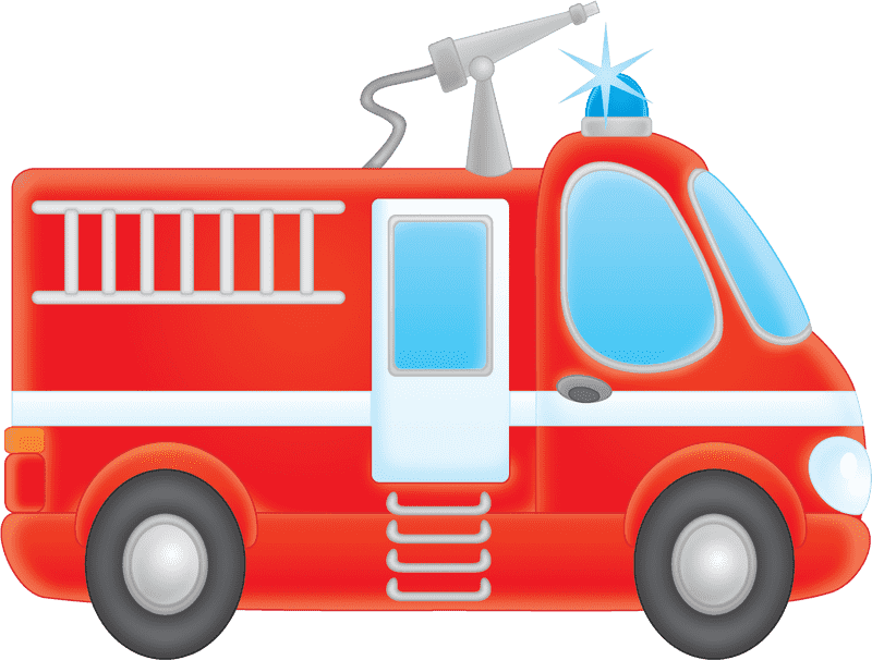 Red Delivery Truck with Emergency Lights PNG