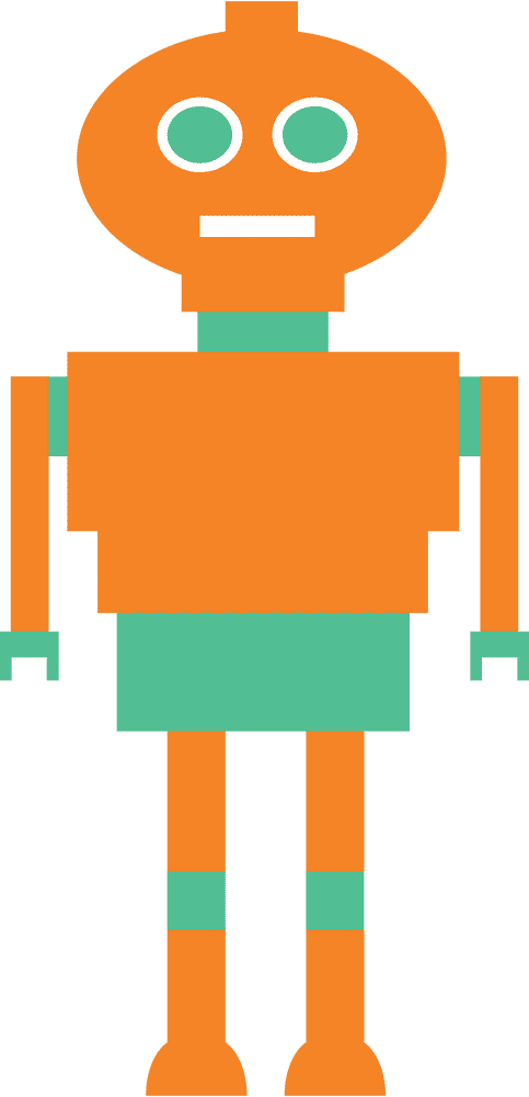 Playful Orange Robot Companion PNG