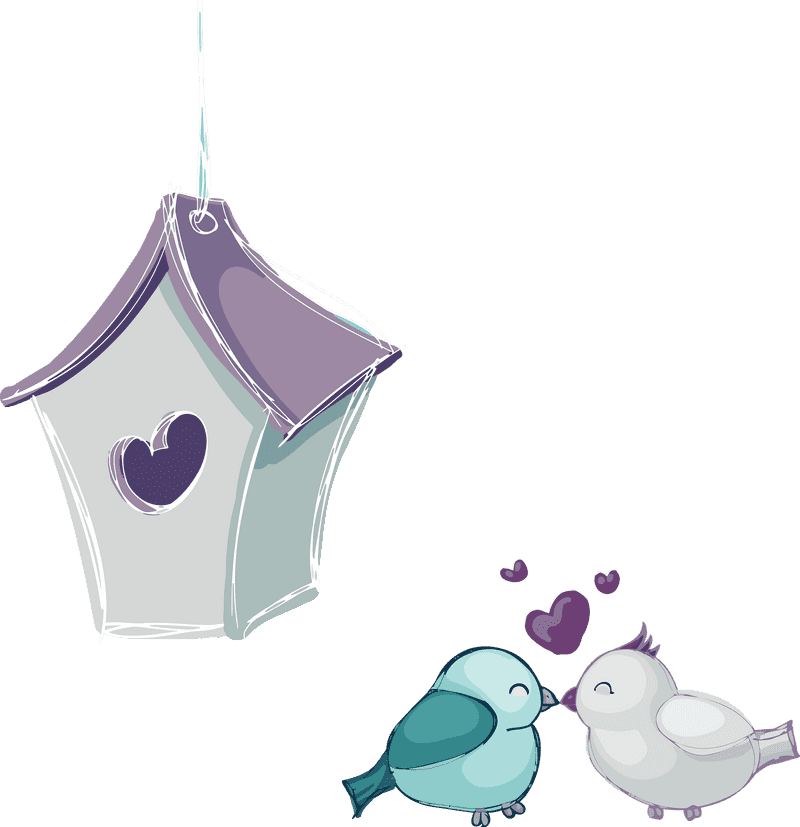 Charming Birdhouse for Romantic Lovebirds PNG
