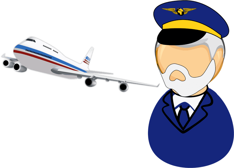 Airplane Captain and Flight in Action PNG