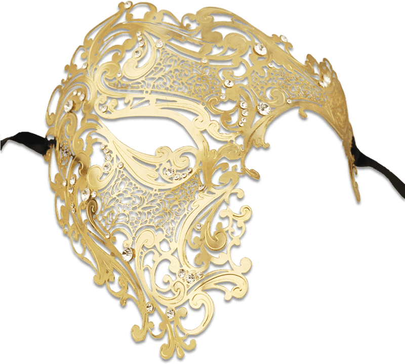 Elegant Gold Facial Mask with Intricate Design PNG