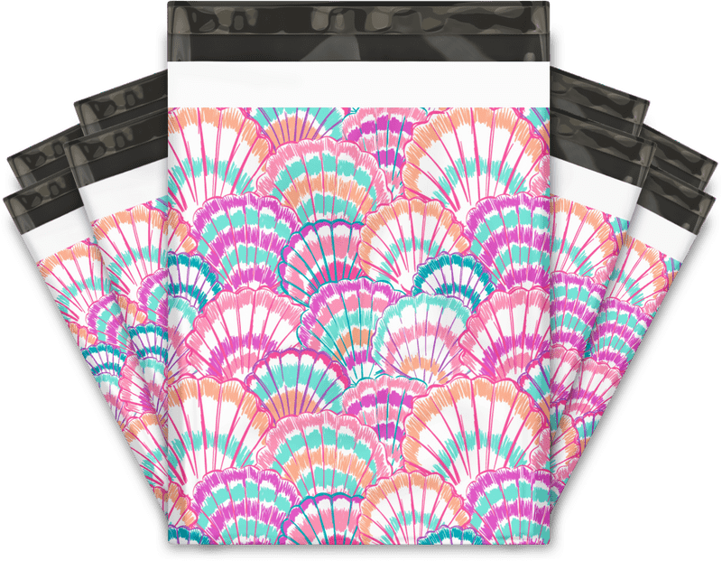 Colorful Shipping Bags with Shell Pattern PNG