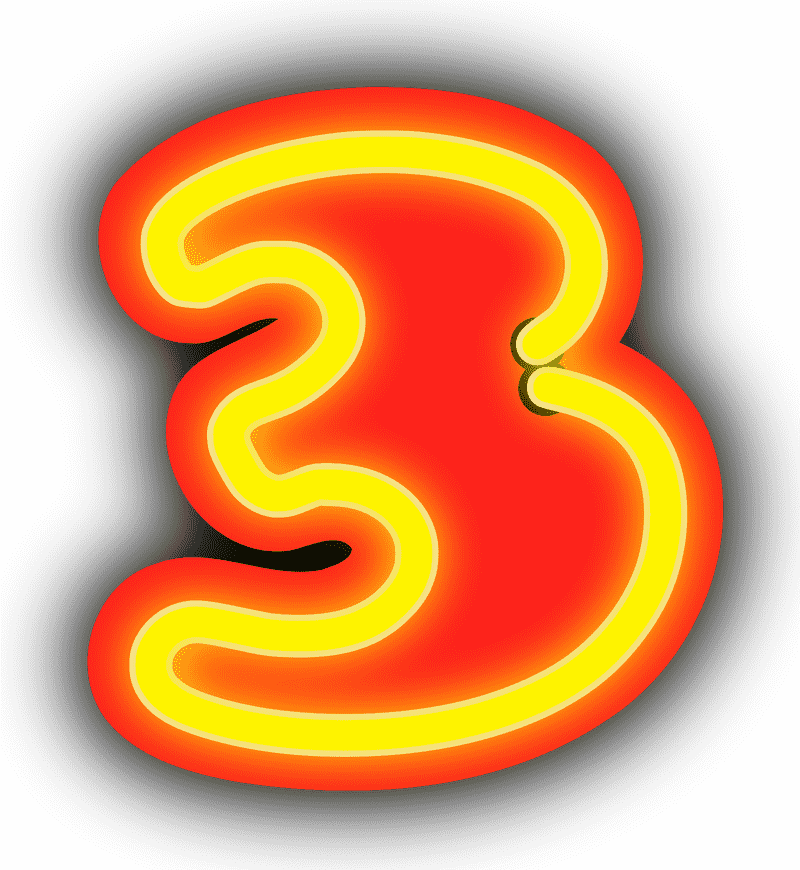 Bright Neon Sign Vibrant Number Three PNG