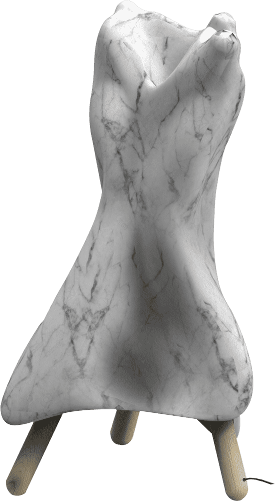 Elegantly Abstract Marble Statue on Wooden Stand PNG