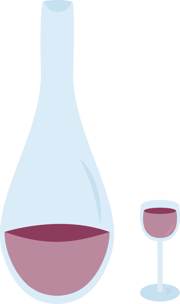 Elegant Wine Bottle and Glass Set PNG
