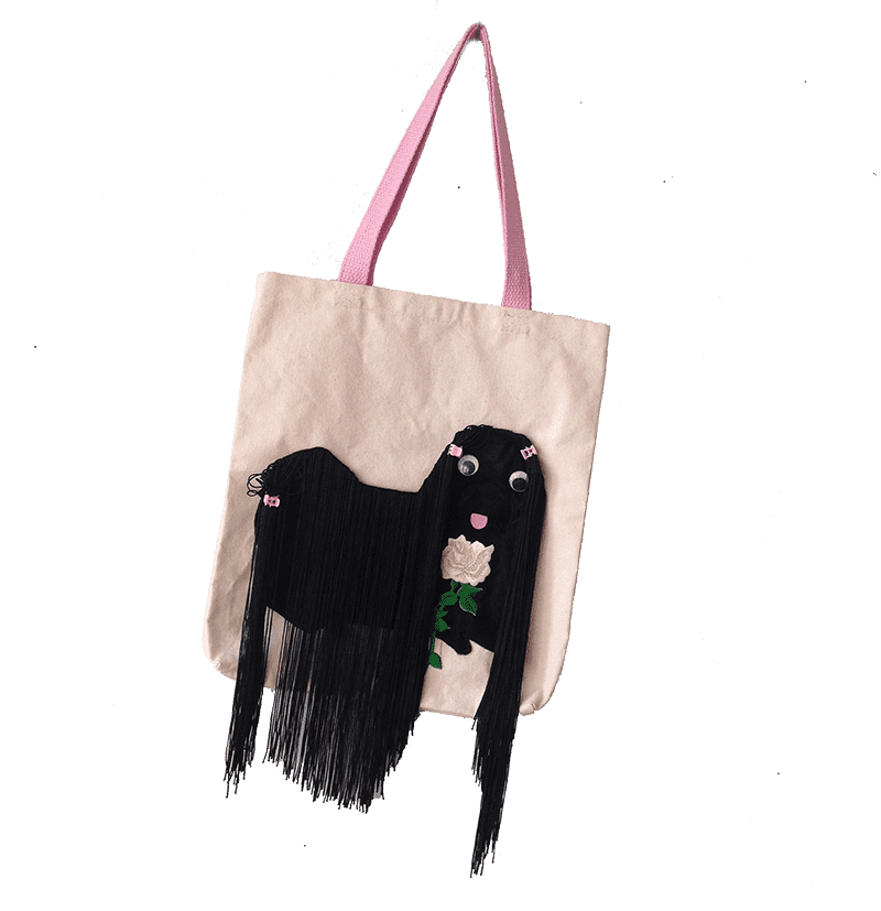 Chic Shopping Bag with Fun Dog Design PNG