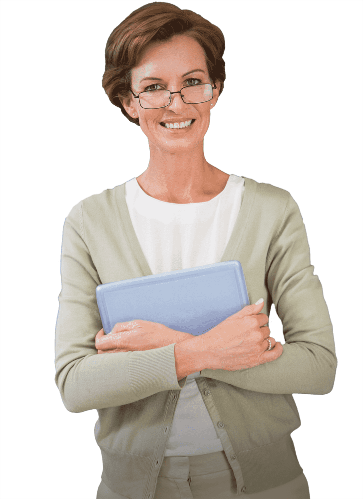 Empowered Teacher Embracing Knowledge and Growth PNG