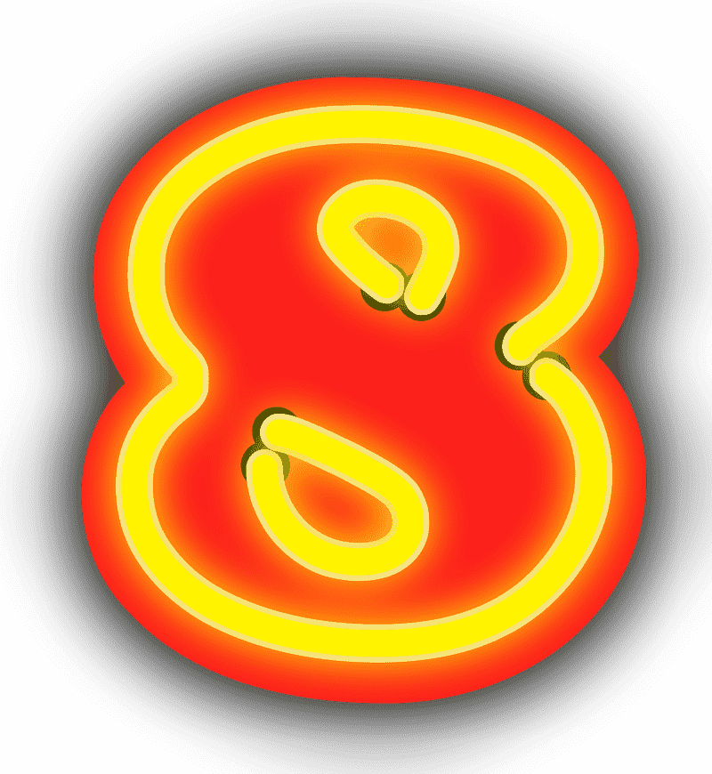 Neon Sign Glow of Number Eight PNG