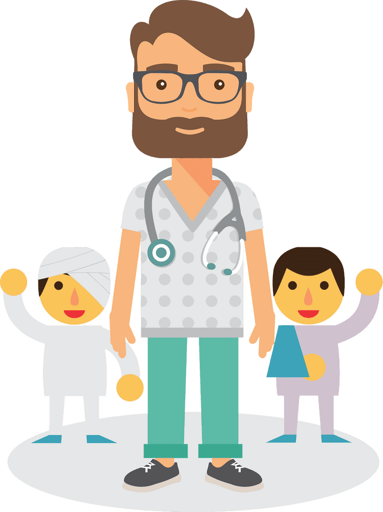 Caring Doctor with Young Patients PNG