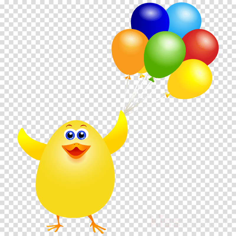 Easter Chick with Colorful Balloons PNG