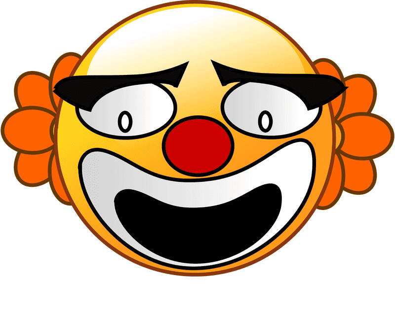 Joyful Emoticon of a Clown Face PNG