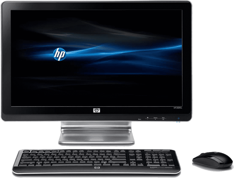 Sleek HP All-in-One Desktop Computer Setup PNG