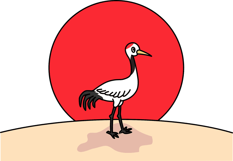 Elegant Crane Against a Glowing Sunrise PNG