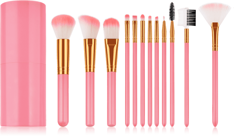 Elegant Pink Makeup Brush Set for Flawless Application PNG