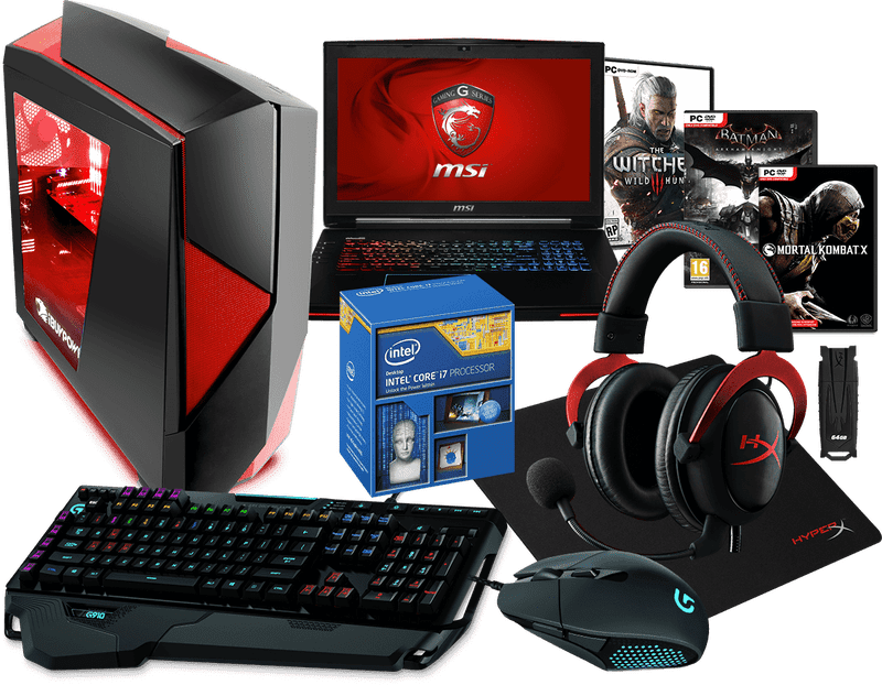 Ultimate Gaming Desktop Computer Setup Bundle PNG
