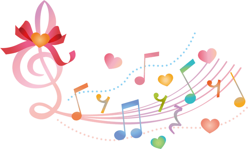 Whimsical Music Notes with Love and Color PNG