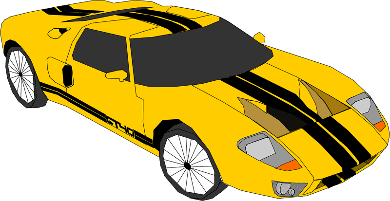 Stylish Yellow Sports Car with Stripes PNG