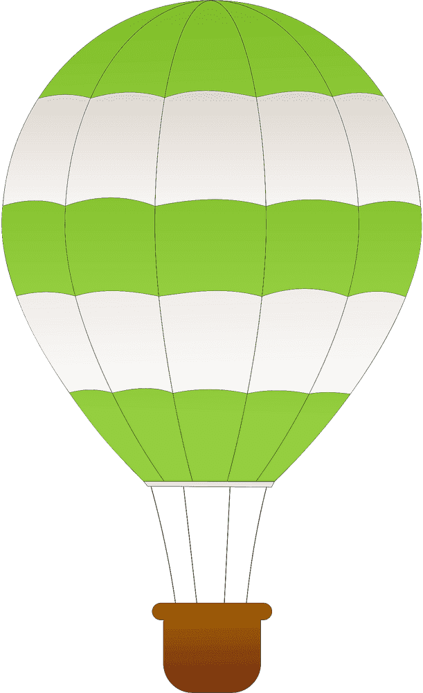 Emerald Stripes Hot Air Balloon Adventure PNG