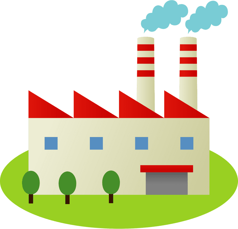Modern Eco-Friendly Factory Design PNG