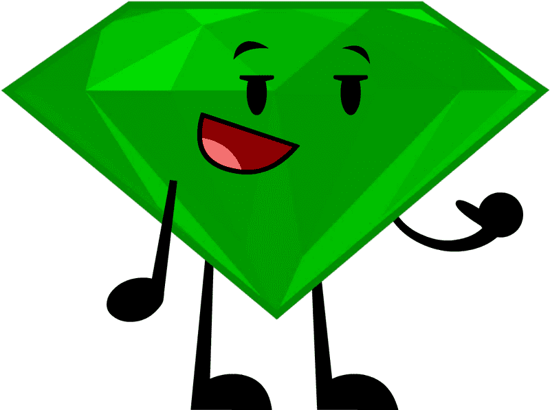 Cheerful Emerald Gemstone Character PNG