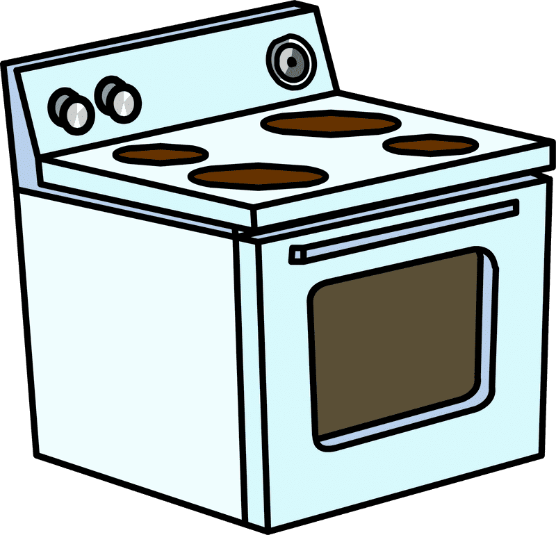 Modern Gas Stove with Four Burners PNG