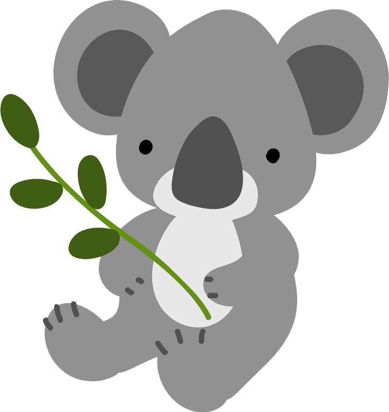 Adorable Koala Bear with Leafy Snack PNG