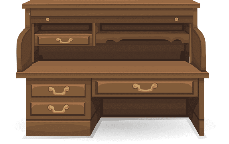 Elegant Wooden Desk Organizer for Home Office PNG