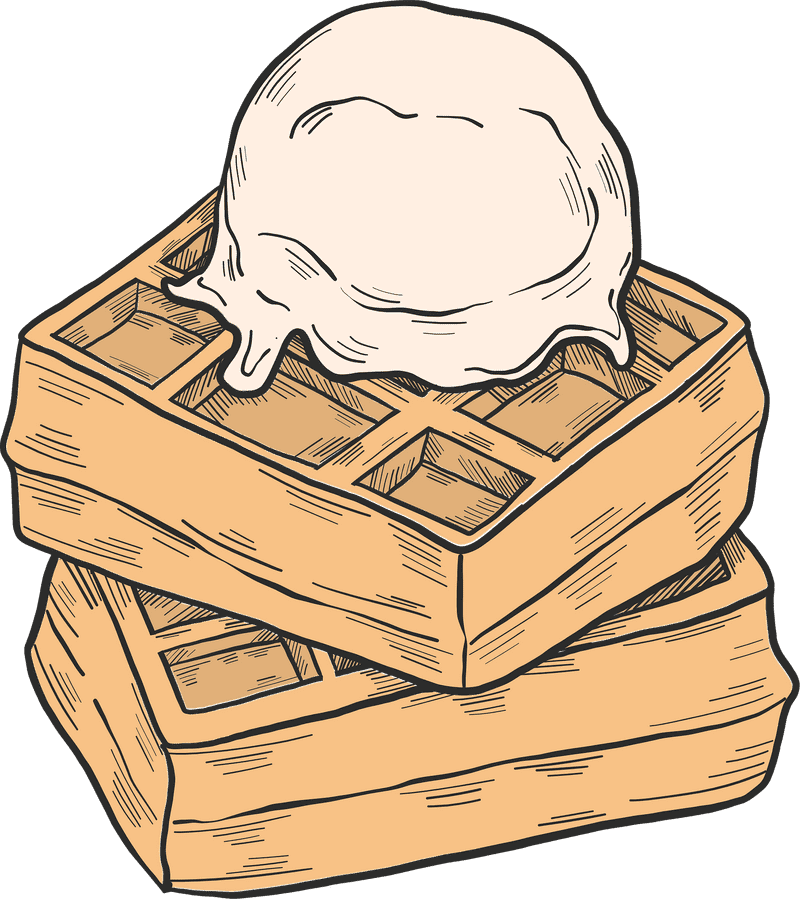 Delicious Waffle Delight with Creamy Topping PNG