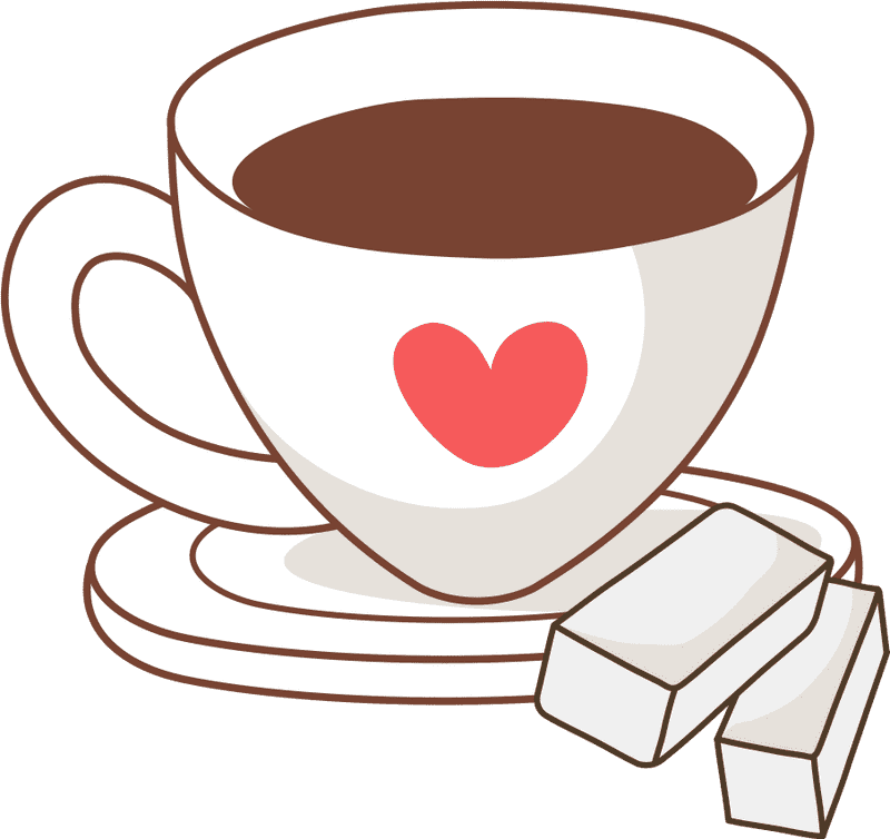 Cozy Heart Tea Cup with Sweet Treats PNG