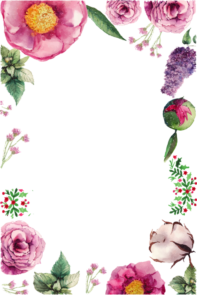 Elegant Flower Frame of Spring Blooms PNG