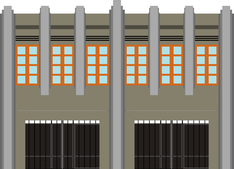 Prison Structure with Bars and Windows PNG