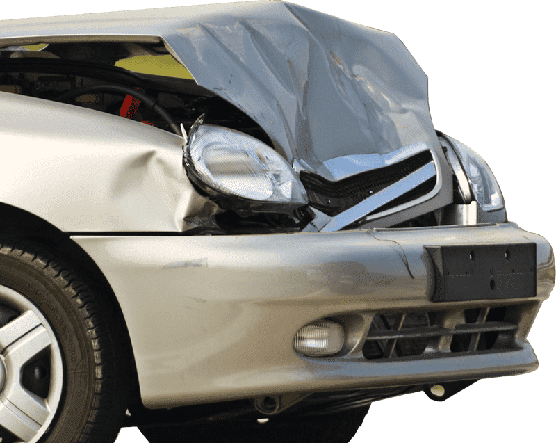Damaged Car with Crushed Hood PNG