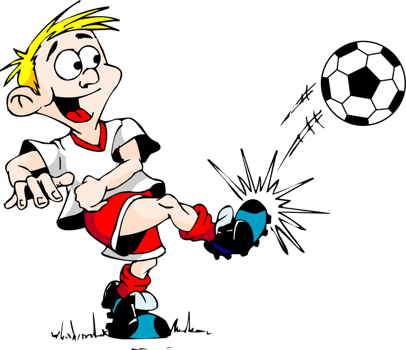 Excited Kid Kicking a Soccer Ball PNG