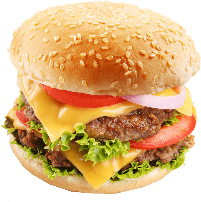 Delicious Layered Cheddar Burger Delight PNG