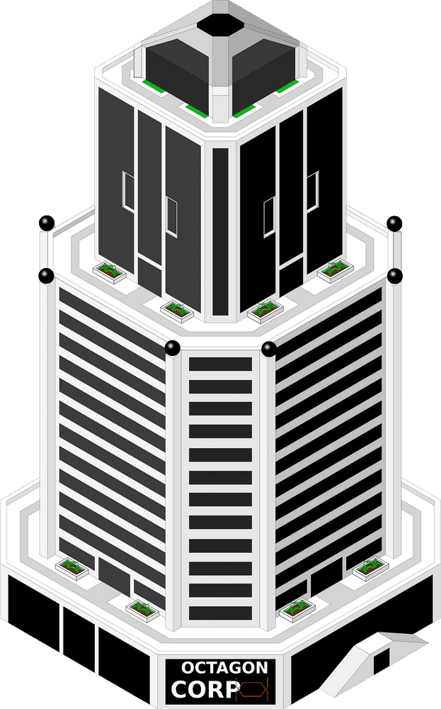 Octagon Corporate Skyline Build PNG
