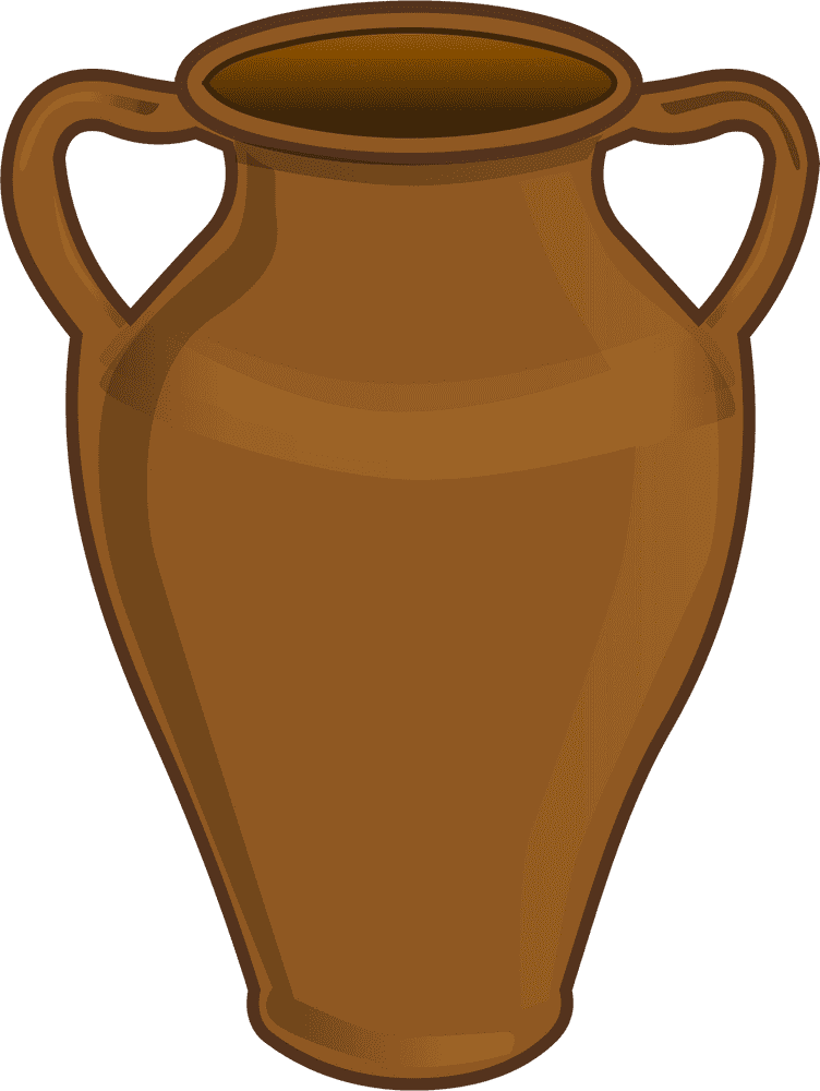Elegant Brown Ceramic Vase with Handles PNG