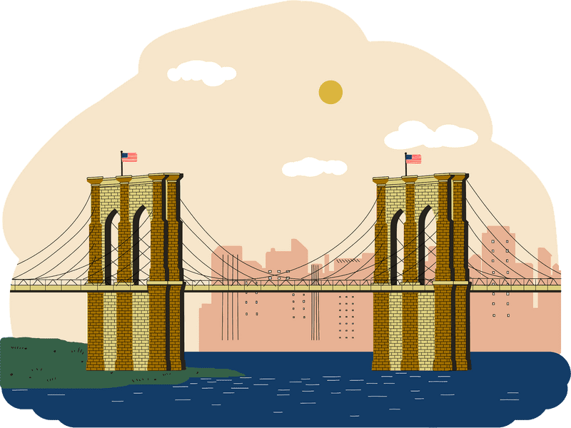 Iconic River Bridge Under a Sunny Sky PNG