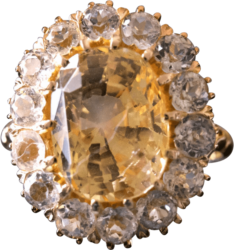 Radiant Golden Gemstone Elegance PNG
