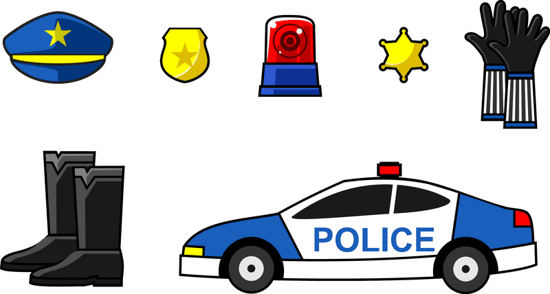 Police Icons Badge Car and Gear Collection PNG